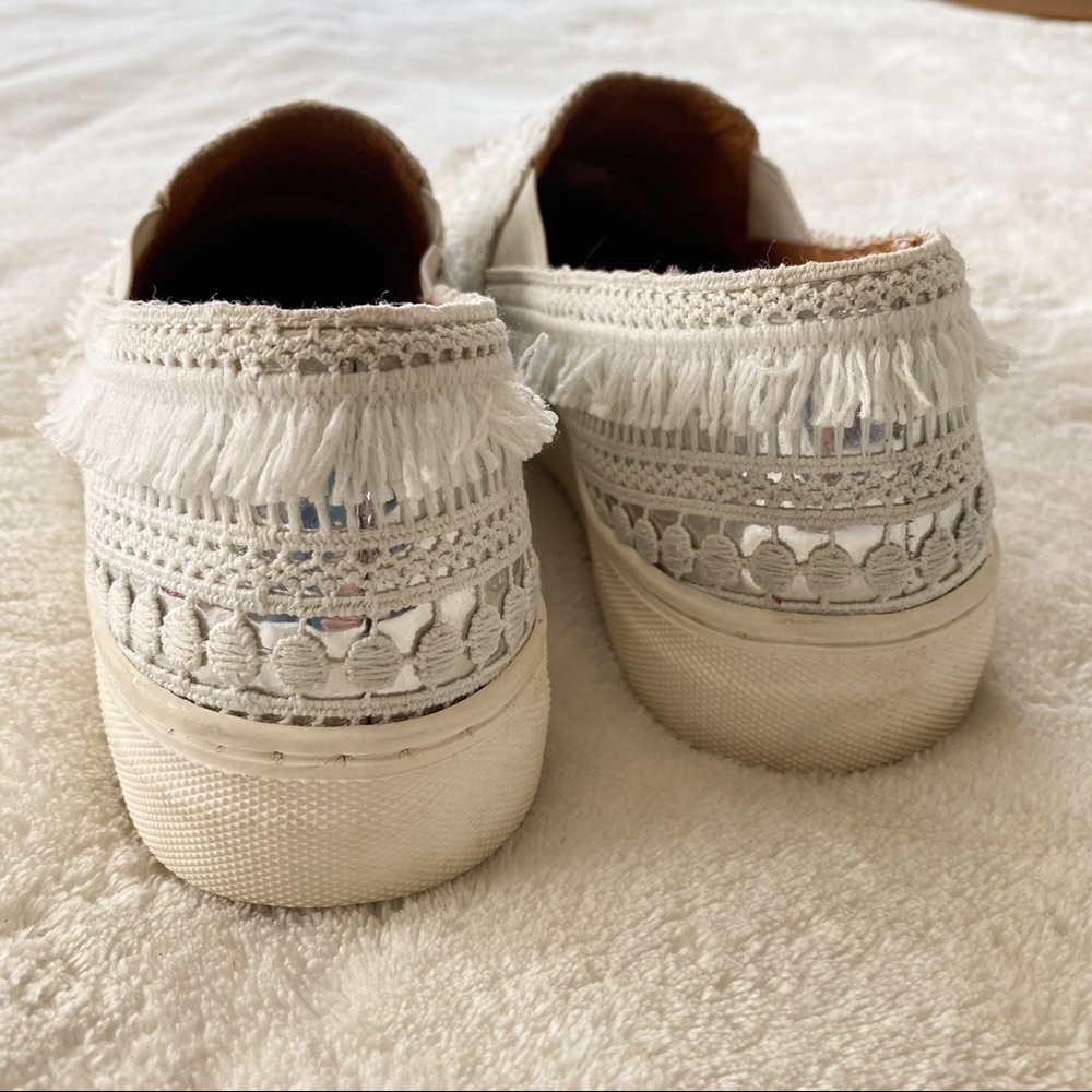 Anthro Seychelle Boho Crochet Leather Slip On Shoe - Picture 7 of 11